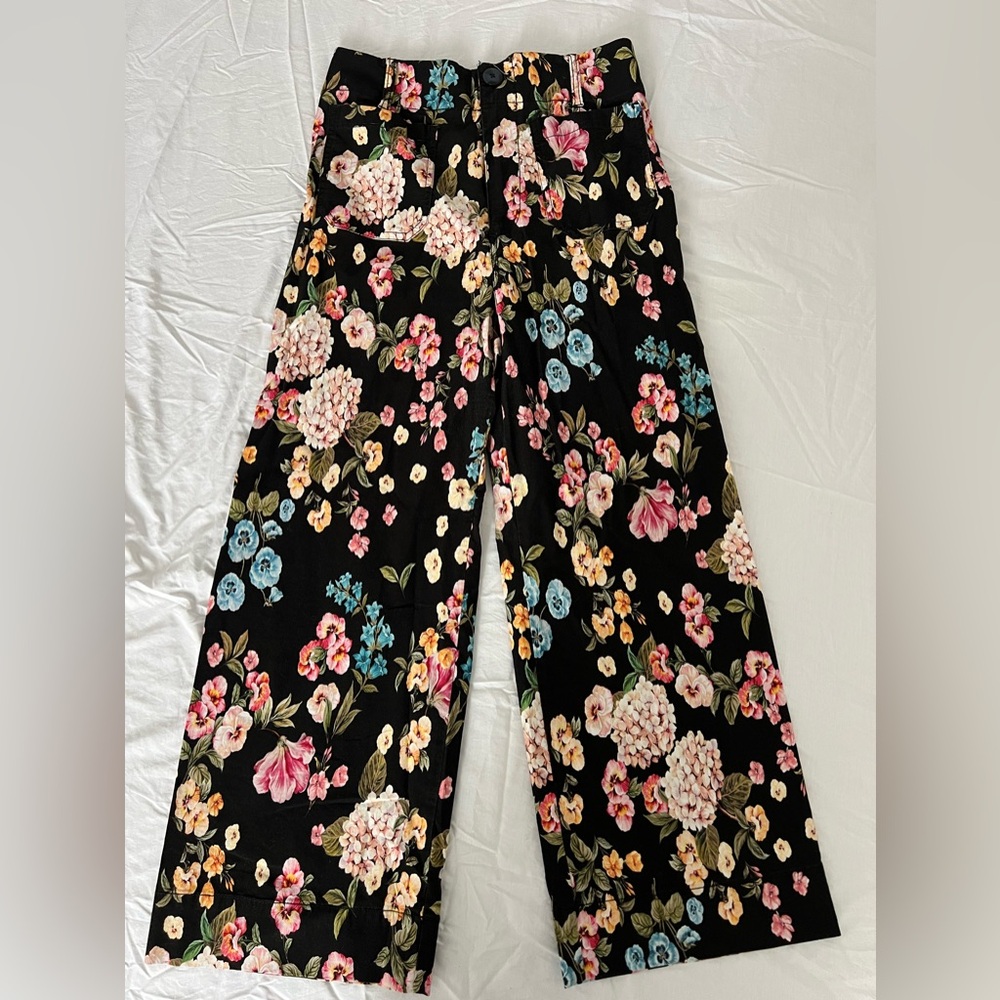 Anthro Maeve Colette cropped high waist floral print pants